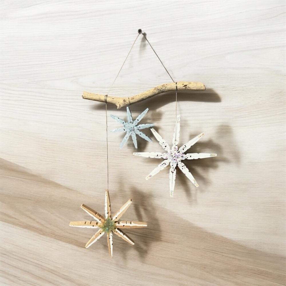 Handcrafted Driftwood Snowflake Mobile